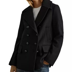 Reiss LILY
WOOL BLEND DOUBLE BREASTED PEA COAT IN BLACK